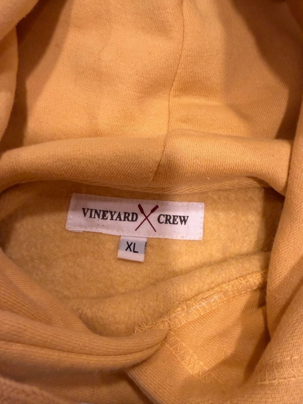 VINEYARD CREW BOSTON Men's Mustard Yellow Hoodie Sweatshirt! XL - Picture 5 of 5